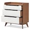Baxton Studio Brighton Mid-Century White and Walnut Wood 3-Drawer Storage Chest 137-7494 - alternate 3